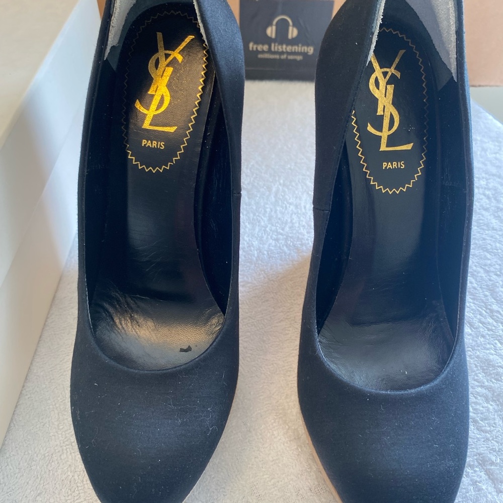 Yves Saint Laurent Black and Tan Wedges - Picture 3 of 6